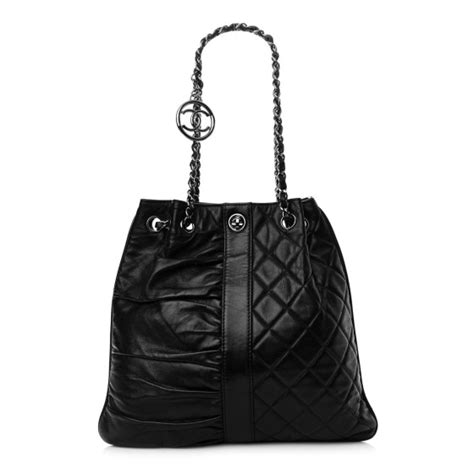 CHANEL Lambskin Quilted Pile Ou Face Drawstring Bag